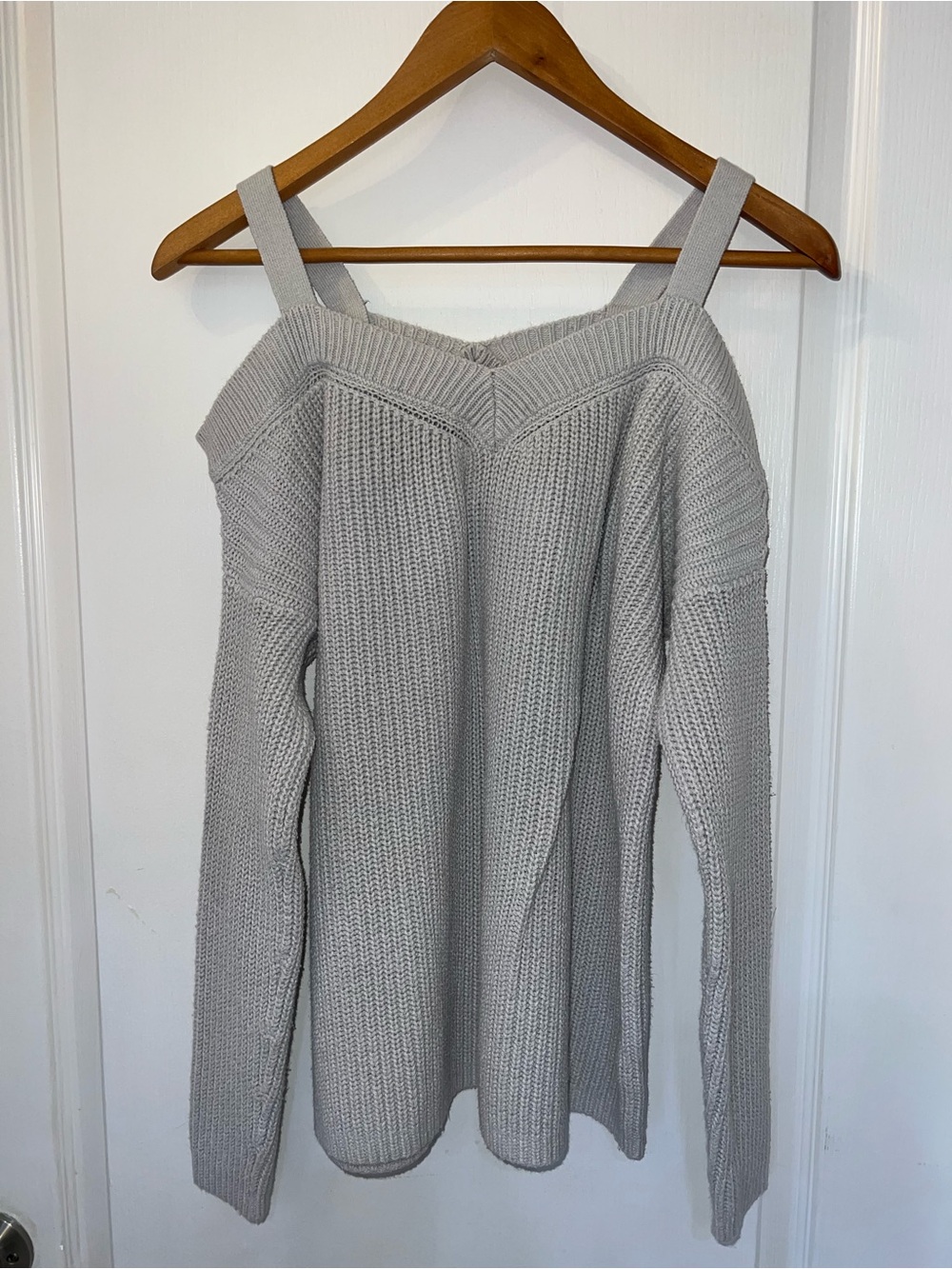 Cold-Shoulder Knit Sweater in Beige
